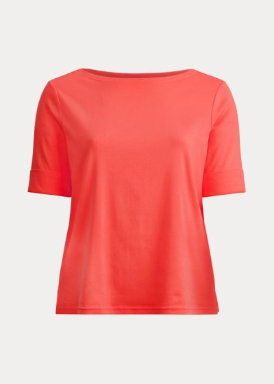 Tops Ralph Lauren Mujer Rojos - Cotton-Blend Boatneck - YLORX6195